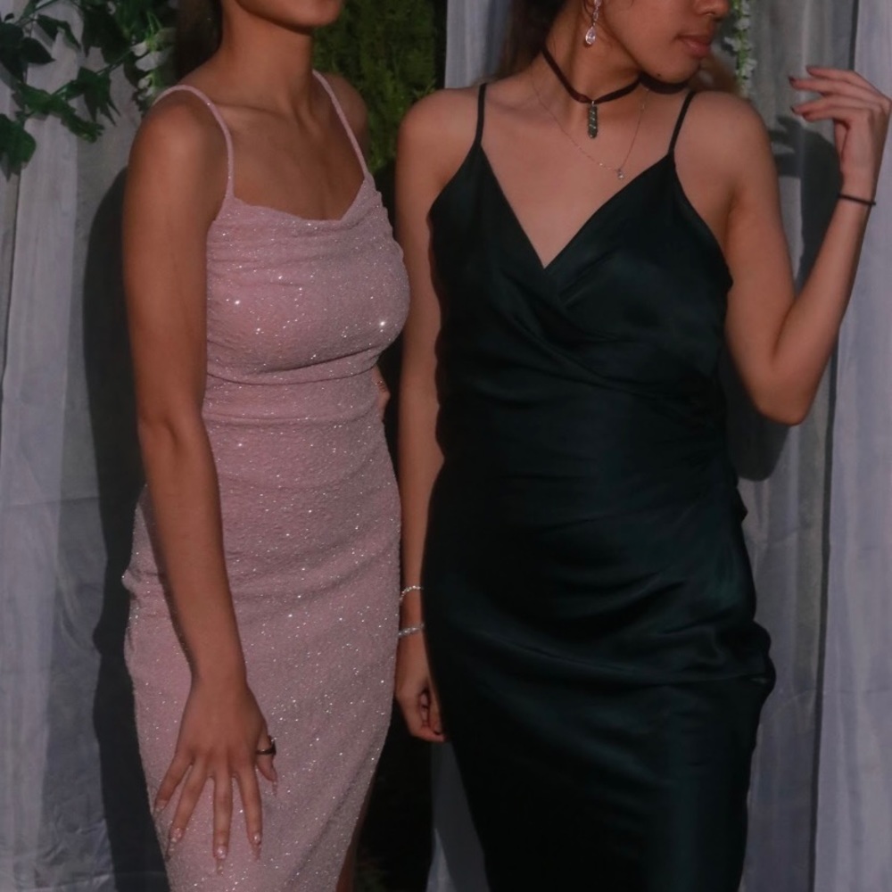 Green dress with slit from Zara